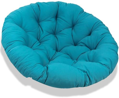 JIcloun 160 cm Cojín Redondo para Silla Papasan de Jardin Exterior Cojín Redondo para Silla Exterior Grueso Color Sólido Cojín Cómodo para el Piso, Cojín para Sillón de Ratán - Azúl