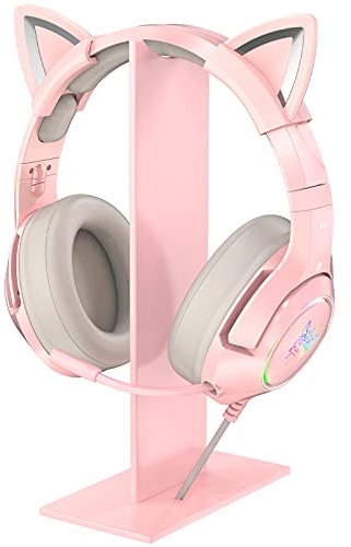 PHNIXGAM Soporte para auriculares, color rosa, soporte universal para auriculares gaming con base estable, color rosa (no incluido)