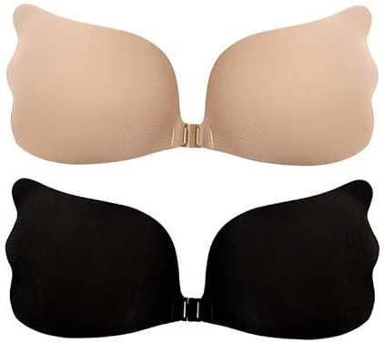 24Ersi Klebe BH, 2 Stück BH Rückenfrei,Klebe BH Push Up,Hautschützend Rückenfreier BH Geeignet für Jeden Anlass und jedes Outfit (B)