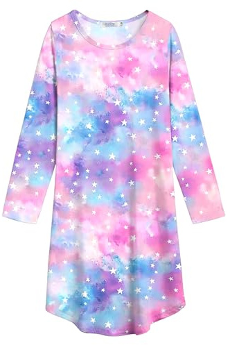 Arshiner Filles Chemise De Nuit Manches Longues Enfants Robe de Nuit Impressions Mignonnes Chemise de Nuit pour Filles 7-8 Ans