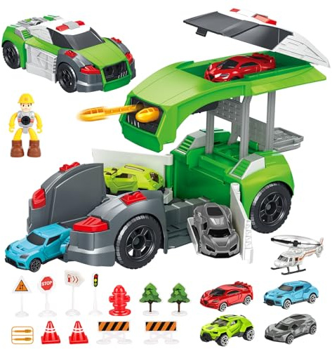 Jouet Enfant 3 4 5 Ans Garcon,Voiture Jouets Transporteur Ensemble,Cadeau Garcon 3 4 5 Ans