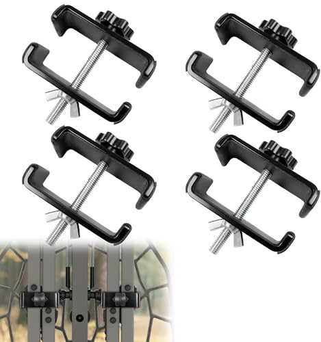 4PCS Metal Hooks Climbing Sticks Carrier for Hunting, Portable Tree Stand Accessories, Saddle Hunting Climbing Stick Holders with Sponge Layer to Reduce Noise