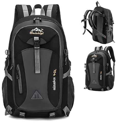 Zorplex Leicht Wanderrucksack, 40L Packable Wasserdichter Rucksack mit atmungsaktivem 3D Air Mesh Polyester, Outdoorrucksack für Herren Damen, Wandern, Bergsteigen und Reisen Sport