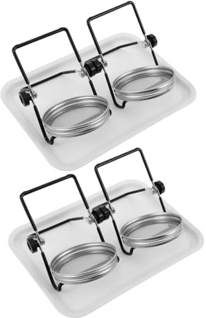 HANABASS 2 Set Kit Germogliatore Barattoli Bocca Larga con Coperchi Maglia Acciaio Resistente Vassoio Raccolta e Supporto Accessori Germinazione Semi per Casa Cucina Balcone