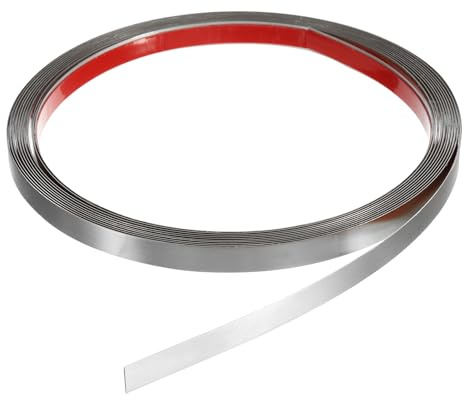 QUARKZMAN 5m x 10mm Modanatura Autoadesiva, Modanatura Adesiva in Acciaio Inox Profilato Finitura a Specchio Modanature per Pareti Soffitti Pavimenti Mobili Piastrelle Bordo, Argento