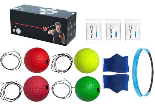 Set Di Palline Per Riflessi Da Boxe, Con Attrezzi Fitness Per Tutte Le Età, 1 Scatola, Palla Da Boxe A 4 Livelli Con Fasce Regolabili, Allenatore Per Allenamento Con Pugni Con Fascia, Design Leggero E