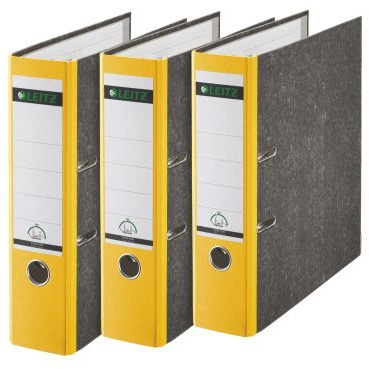 Leitz Qualitäts-Ordner 180A mit Schlitzen A4 Breit (gelb, 3)