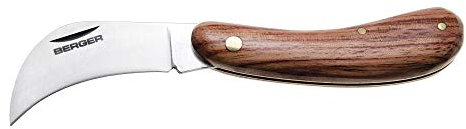 Berger Baumschulhippe 3905 mit einklappbarer Klinge und Holzgriff, Klingenlänge: 6 cm