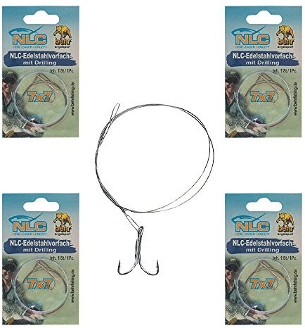 4 STK Stahlvorfächer Hecht Angel Set 7x7 Drilling Raubfisch Vorfach Stahlvorfach mit Drillingshaken Zander Vorfächer Hechtvorfach