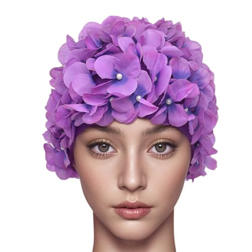 Medifier - Gorro de baño Retro para Mujer, diseño de pétalos de Flores