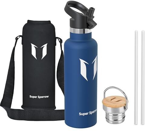 Super Sparrow Botella Agua Acero Inoxidable - Botella de Agua Deportes 750ml - Botella Termica Boca Estándar - Sin BPA, para Niños & Adultos, Deporte, Oficina, Yoga, Ciclismo