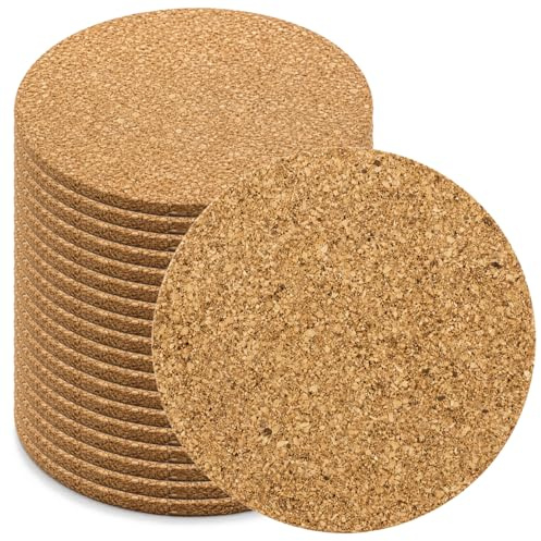 com-four® Sottobicchiere in sughero 18x per bevande - sottobicchiere rotondo - sottobicchiere in sughero - Ø 10 x 0,3 cm