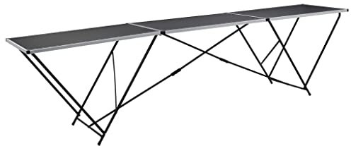 vidaXL Folding Pasting Table MDF and Aluminium | Lightweight Tray Table with Ruler Markings | Ideal for Home or Office Use | Black | Pre-Assembled