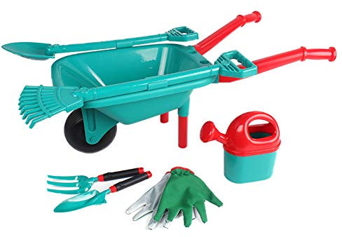 TikTakToo Set de Jardín para Niños Con Carretilla de 7 Piezas, Incluye Regadera, Guantes, Pala, Rastrillo y Tenedor