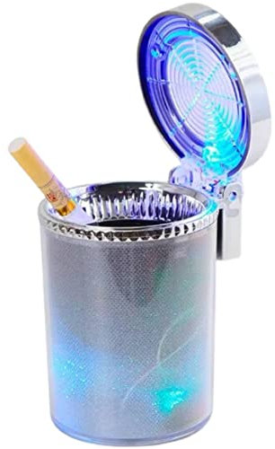 D98CS Bolwins Auto-Aschenbecher mit LED-Beleuchtung - Universeller Rauchbecher für Getränkehalter & Lüftungsgitter, Tragbarer Metall-Aschenbecher mit Deckel für Auto, Camping, Büro und Outdoor