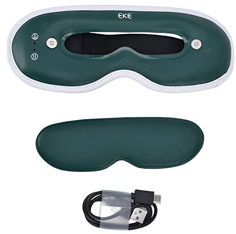 Massaggiatore per gli occhi,massaggio intelligente per gli occhi con riscaldamento a 3 marce, massaggiatore per gli occhi riscaldato per l'emicrania, maschera per gli occhi ricaricabile(Verde)