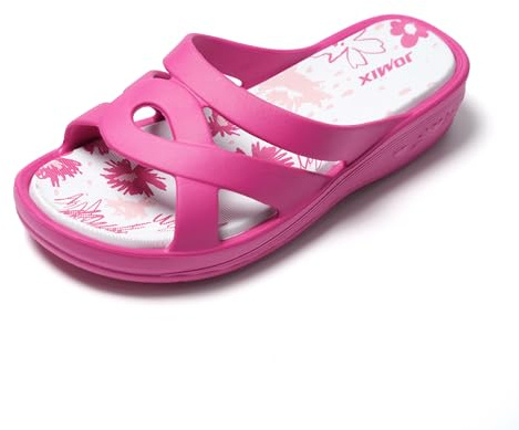 JOMIX Claquettes Femme Tongs Sandales Compensées Chaussons d'Été Confortables pour Maison Piscine Plage (Fuchsia, 37)