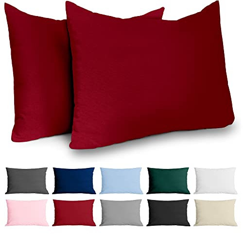 Kissenbezug 40x60 Baumwolle Renforcé (2er-Set) - Burgunderrot - Dicht gewebt mit 57 Fäden/cm² - Kissenbezug 40 x 60 - Oeko Tex Zertifiziert - Dreamzie