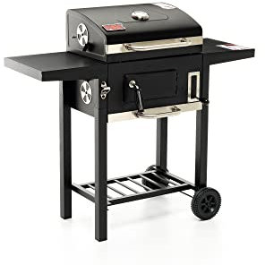 Fork Barbecue Texas - Grill au Charbon de Bois - Hauteur Réglable et Indicateur de Température - Noir