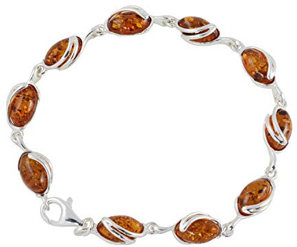 GIA Certified Sterling Silver Honey Baltic Amber Bracelet Gemma, Genuine Baltic Amber Bracelet for Women, Amber Jewelry for Women, Amber Bracelets for Adults, Sterling Silver Collection