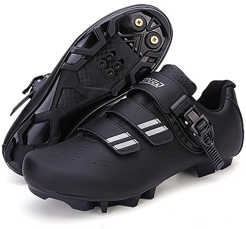 Hixingo Zapatilla de Ciclismo Hombre Mujer, Zapatos Bicicleta de Montaña Exterior MTB Compatibles con SPD Lock System, Zapatillas de Ciclismo Unisex Adulto Respirables