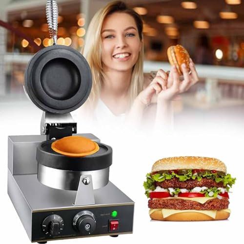 Kommersiell Hamburgervåffelmaskin, Non-stick Elektrisk Flip-Våffeljärn, 1300w Elektrisk Munkmaskin, 50~300℃ Hamburgermaskin Med Justerbar Temperatur