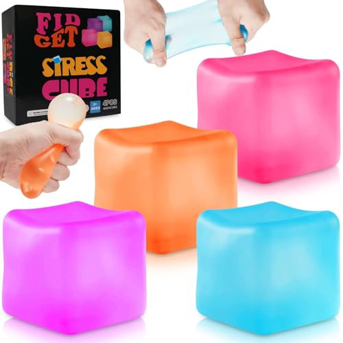 4 Stück Antistressbälle, Schöne Farben Stressball, Fidget Cube Anti Stress Spielzeug, Sugar Ball Stress Ball Quetschball, Stressabbau Erwachsene und Stressball Kinder