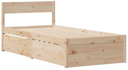 vidaXL Sängram utan madrass 75x190 cm massiv furu