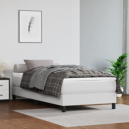 CIADAZ resårsäng med vit madrass, 90 x 200 cm, konstläder, sängbotten med fötter