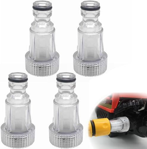 Voarge Lot de 4 filtres à eau pour nettoyeur haute pression, avec raccord de 3/4 pouces, filtre d'entrée d'eau, filtre pour lavage de voiture, irrigation de jardin
