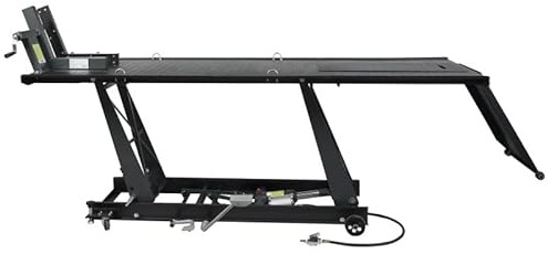 BPAC Mesa Elevador Moto Hidraulico y Neumatico 450kg - Elevador de Moto para Taller - Altura de Elevación de 180 a 820mm - Dimensiones 279 x 66 x 82cm
