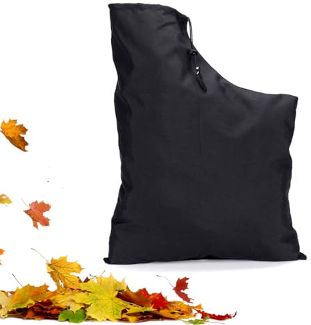 MIRKUZI Accessoires pour aspirateur souffleur, Sac de collecte de feuilles sous vide sac de soufflage de feuilles remplacement universel avec fermeture éclair et cordon de serrage (noir)