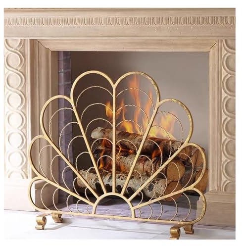 Générique Grille de cheminée, Protection Contre Les étincelles dorées incurvées, écran Pare-feu en Maille, écran de cheminée rétro, cloison Coupe-feu, Pare-feu/Pare-étincelles