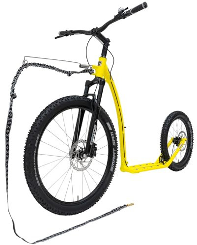 Disc Tretroller KOSTKA Mushing Max (G6) - für Erwachsene, Roller für Hundesport und Offroad-Abenteuer, Kick Scooter mit 26/20 Reifen, Dogscooter mit Federgabel, bis zu 150 kg (NEON Lemon)