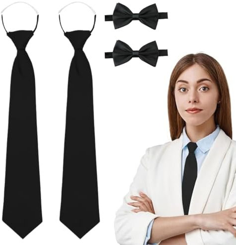 MIRKUZI Krawatten für Herren 2er-Set schwarze Damenkrawatten, lange Krawatten, JK-Uniformkrawatten, schmale Krawatten, verstellbare Mädchenkrawatten