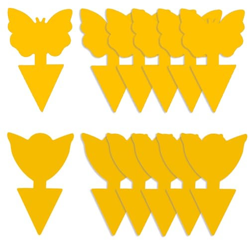 GeekerChip Pièges à Insectes,12 Pcs Attrape Moucheron Plantes,Attrape Mouches Intérieur,Plug-in Pièges,pour Les Insectes intérieurs et extérieurs, Imperméables et Non Toxiques(2 Formes)