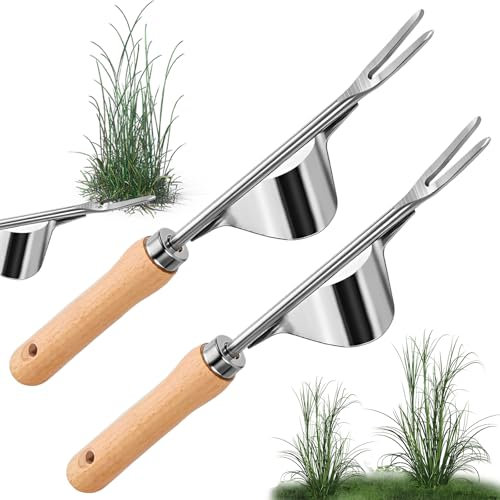 Axinyijia 2 Piezas Herramienta para Quitar Malas Hierbas, Extractor de Malezas de Acero Inoxidable, Quita Hierbas Manual Jardin