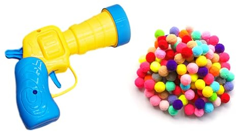 Lanzador de Bolas de Juguetes para Gatos,Lanzador de Pelota de Gato con 100 Pelotas Blandas Pom Pom Juguete para Gatos Interactivo de Interior para el Ejercicio de Interior del Gato el Entrenamiento