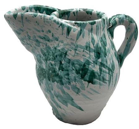 Brocca in Terracotta Gocciolata Verde Ramina con Beccuccio – Artigianato Italiano Fatto a Mano – Disponibile in Varie Misure – Ideale per Servire Bevande con Stile - Dimensione 19x19 cm