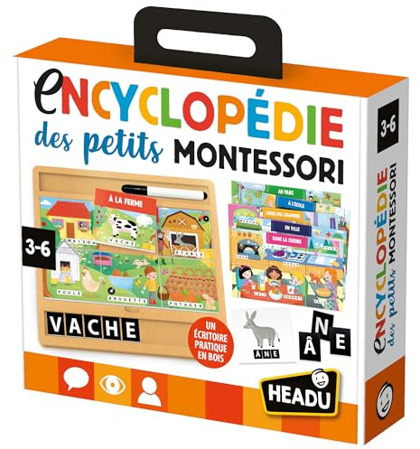 HEADU - Encyclopédie des Petits Montessori - Lire, Écrire Et Connaitre Les Mots | Jeu Educatif 2 3 4 5 6 Ans, Jeu Educatif Montessori, Jeu pour Apprendre à Lire et à Écrire, Cadeau Fille Garçon