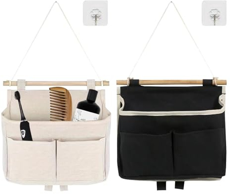 pilyero 2 Piezas Organizador Colgante, Bolsa de Almacenamiento Colgante, Organizador Baño Colgar, con Múltiples Bolsillos, Adecuado para Almacenamiento en el Hogar, Oficina y Casa Rodante, 27 * 23cm
