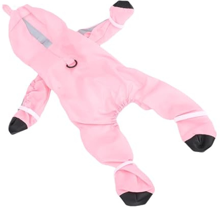 Impermeabile per Cani, Tessuto Leggero Traspirante con Cappuccio Regolabile Design Monopezzo, Cappotto Antipioggia for Piccole Taglie Attività All'aperto e Passeggiate in Pioggia