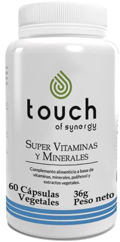 Touch of Synergy – Super Vitaminas y Minerales – Multivitamínico Completo con 12 Vitaminas y 8 Minerales Esenciales – Apoyo Inmunológico, Energía y Vitalidad – 60 Cápsulas Vegetales