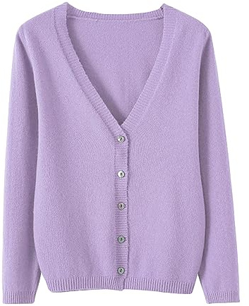 Generico Cardigan Donna Manica Lunga in Maglia Sottile, Maglione Basic con Bottoni e Scollo a V, Coprispalle Elegante Casual per Abiti e Top