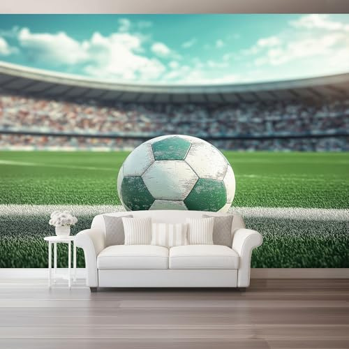 Papel tapiz fotográfico 250 x 175 cm Revestimiento de paredes decoración de salón Diseño Campo De Fútbol Minimalista para dormitorio, sala de estar, papel tapiz no tejido, decoración de pared, Verde