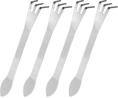 FOMIYES Mini Rastrillo de Jardín de Acero Inoxidable, Herramienta para Aflojar el Suelo, Cultivador de Mano Doble Cabeza, Compacto para Bonsáis y Jardinería en Espacios Pequeños, Pack de