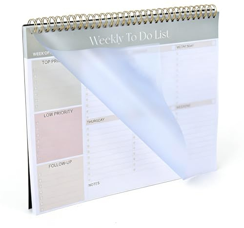 Weekly Planner Pad, Weekly To Do List Pad | 60 Tear off Sheets Desk Notepad, To Do Planner Pads for Work Fitness Study Office Stationery Supplies(28 x 21.5 cm)