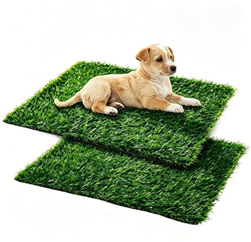 2 toilette per cani in erba artificiale, 35,5 x 46 cm, per la casa, riutilizzabile, con erba artificiale, per esterni, per cani, balcone, lettiera di ricambio, per allenamento