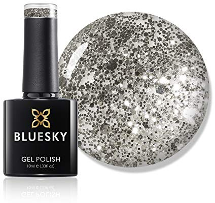 Bluesky Gel Nail Polish, Aurora BSH014, Silver Glitter, UV/LED Soak-Off Gel Polish, Long Lasting, Chip Resistant, 10ml