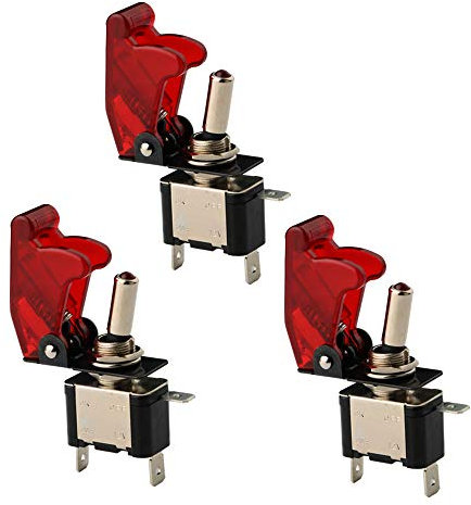 CESFONJER LED Anzeige Wippschalter, KFZ Rote Kippschalter Schalter, 12V 20A Auto KFZ Schalter SPST Wippschalter Ein/Ausschalter Rot (3 Pcs)